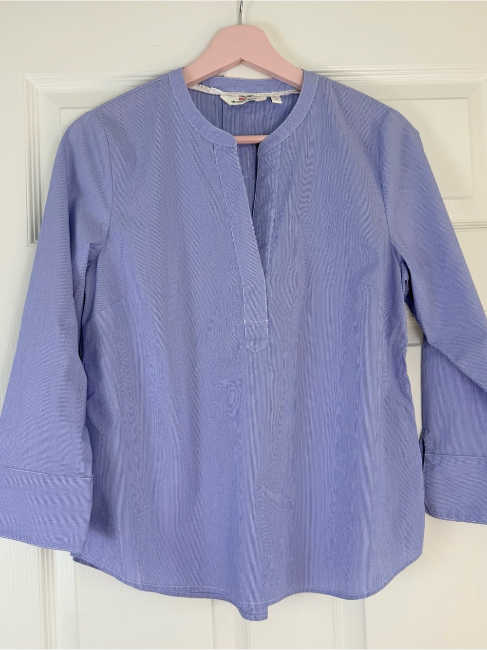 Vineyard Vines Blue Women's Split-Neck Popover Top Small